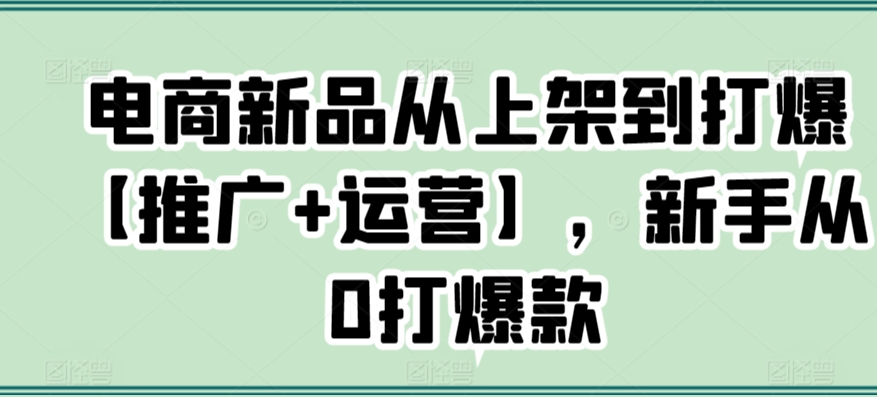 电商新品从上架到打爆【推广+运营】,新手从0打爆款插图 电商新品从上架到打爆【推广+运营】,新手从0打爆款