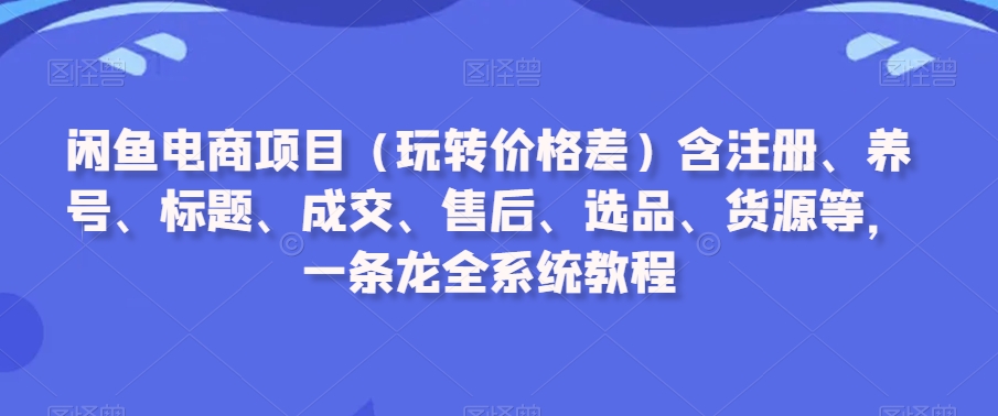 闲鱼电商项目(玩转价格差)含注册、养号、标题、成交、售后、选品、货源等,一条龙全系统教程插图 闲鱼电商项目(玩转价格差)含注册、养号、标题、成交、售后、选品、货源等,一条龙全系统教程