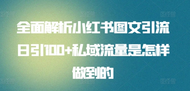 全面解析小红书图文引流日引100+私域流量是怎样做到的【揭秘】插图 全面解析小红书图文引流日引100+私域流量是怎样做到的【揭秘】