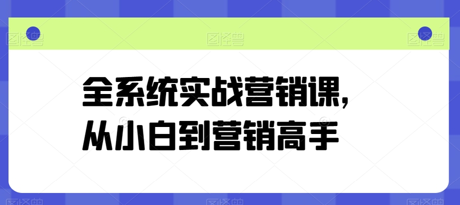 全系统实战营销课,从小白到营销高手插图 全系统实战营销课,从小白到营销高手