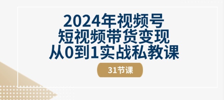 2024年视频号短视频带货变现从0到1实战私教课(31节视频课)插图 2024年视频号短视频带货变现从0到1实战私教课(31节视频课)
