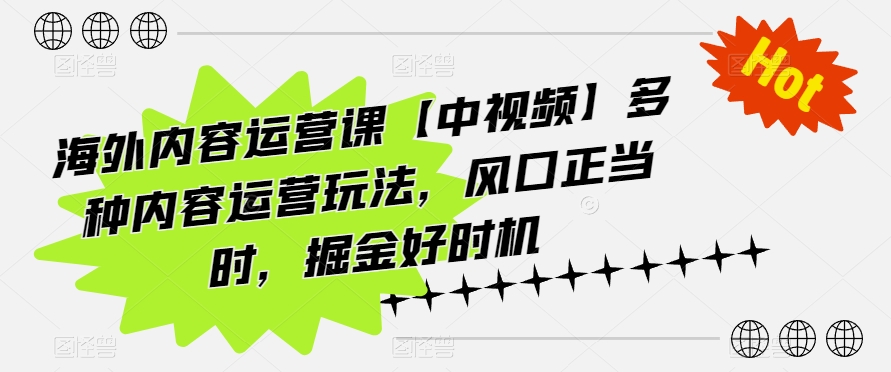 海外内容运营课【中视频】多种内容运营玩法,风口正当时,掘金好时机插图 海外内容运营课【中视频】多种内容运营玩法,风口正当时,掘金好时机