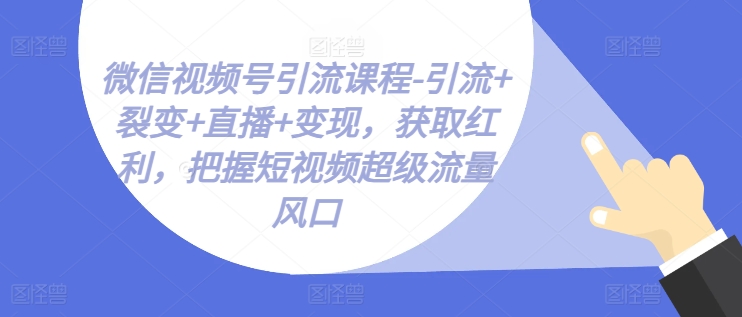 微信视频号引流课程-引流+裂变+直播+变现,获取红利,把握短视频超级流量风口插图 微信视频号引流课程-引流+裂变+直播+变现,获取红利,把握短视频超级流量风口