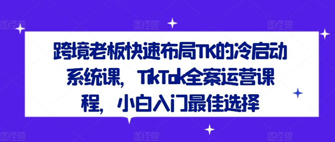 跨境老板快速布局TK的冷启动系统课,TikTok全案运营课程,小白入门最佳选择插图 跨境老板快速布局TK的冷启动系统课,TikTok全案运营课程,小白入门最佳选择