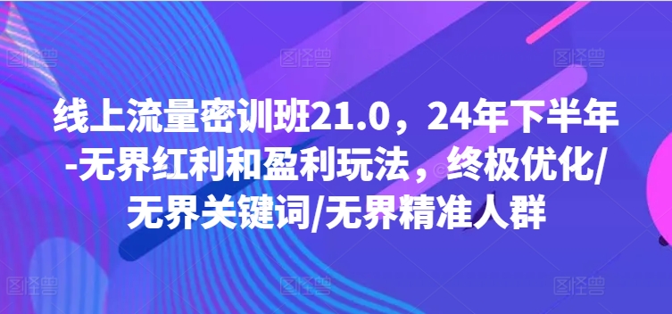 线上流量密训班21.0,24年下半年-无界红利和盈利玩法,终极优化/无界关键词/无界精准人群插图 线上流量密训班21.0,24年下半年-无界红利和盈利玩法,终极优化/无界关键词/无界精准人群