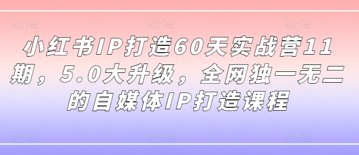 小红书IP打造60天实战营11期,5.0大升级,全网独一无二的自媒体IP打造课程插图 小红书IP打造60天实战营11期,5.0大升级,全网独一无二的自媒体IP打造课程
