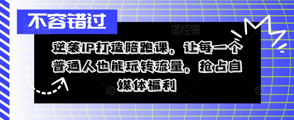 逆袭IP打造陪跑课,让每一个普通人也能玩转流量,抢占自媒体福利插图 逆袭IP打造陪跑课,让每一个普通人也能玩转流量,抢占自媒体福利