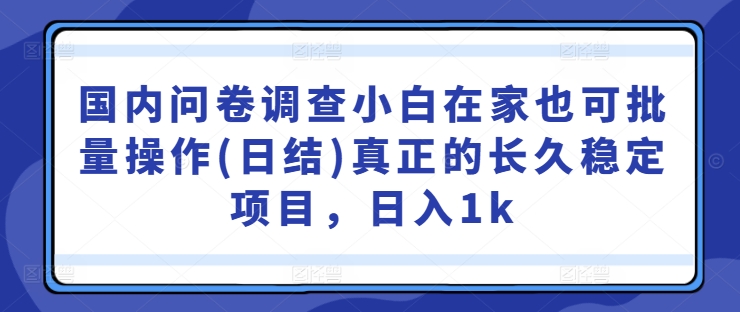 国内问卷调查小白在家也可批量操作(日结)真正的长久稳定项目,日入1k【揭秘】插图 国内问卷调查小白在家也可批量操作(日结)真正的长久稳定项目,日入1k【揭秘】