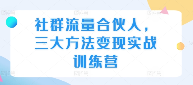 社群流量合伙人,三大方法变现实战训练营插图 社群流量合伙人,三大方法变现实战训练营