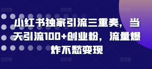 小红书独家引流三重奏,当天引流100+创业粉,流量爆炸不愁变现【揭秘】插图 小红书独家引流三重奏,当天引流100+创业粉,流量爆炸不愁变现【揭秘】