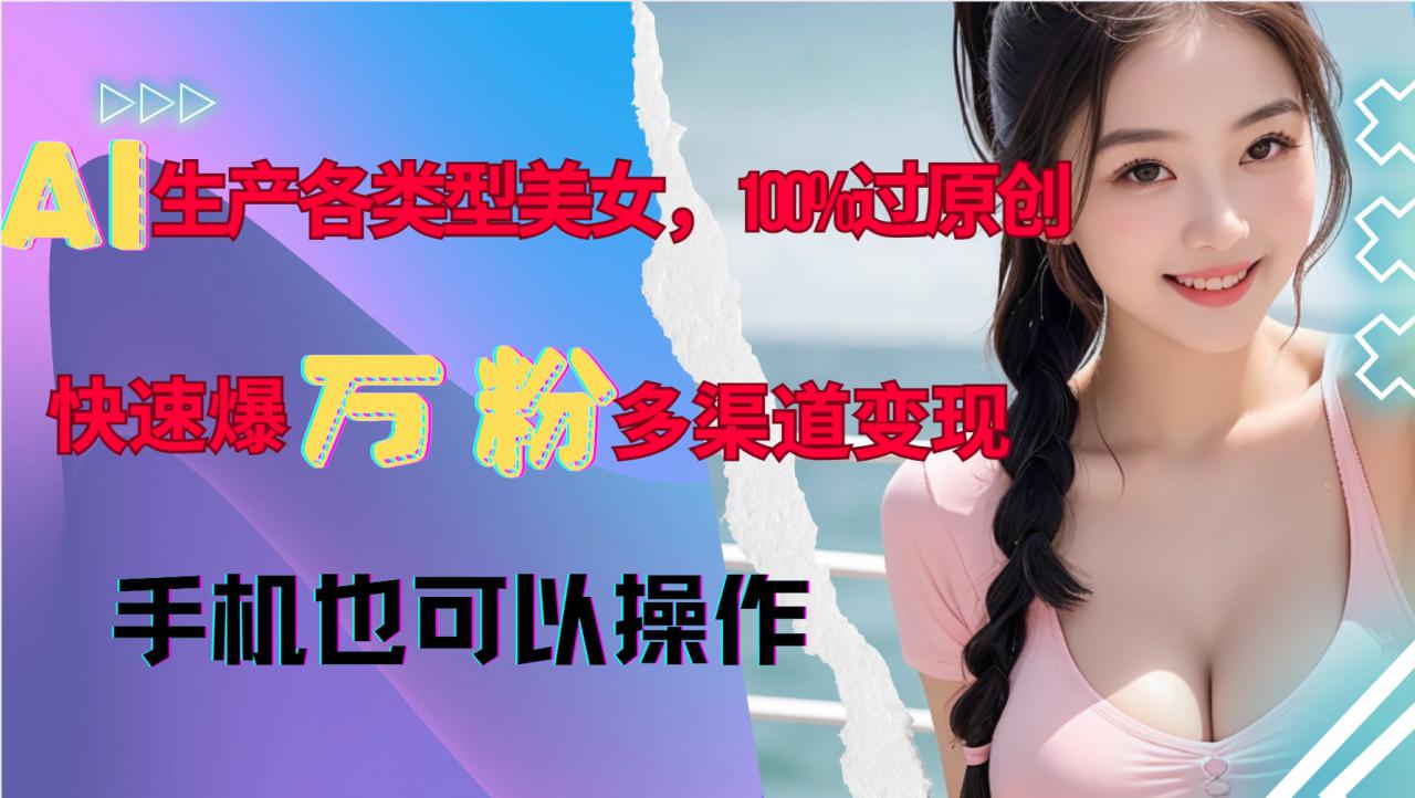 AI生产各类型美女,100%过原创,快速爆万粉,多渠道变现,新手可做插图 AI生产各类型美女,100%过原创,快速爆万粉,多渠道变现,新手可做