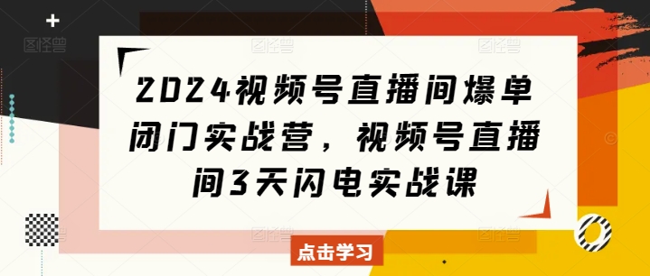 2024视频号直播间爆单闭门实战营,视频号直播间3天闪电实战课插图 2024视频号直播间爆单闭门实战营,视频号直播间3天闪电实战课