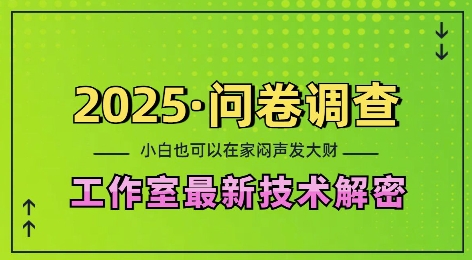 2025问卷调查最新工作室技术解密:一个人在家也可以闷声发大财,小白一天2张,可矩阵放大【揭秘】插图 2025问卷调查最新工作室技术解密:一个人在家也可以闷声发大财,小白一天2张,可矩阵放大【揭秘】