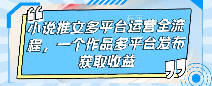 小说推文多平台运营全流程,一个作品多平台发布获取收益插图 小说推文多平台运营全流程,一个作品多平台发布获取收益