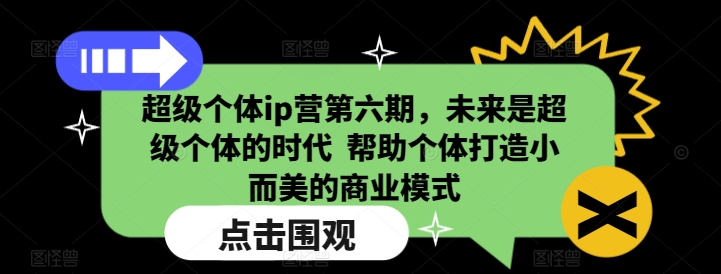 超级个体ip营第六期,未来是超级个体的时代 帮助个体打造小而美的商业模式插图 超级个体ip营第六期,未来是超级个体的时代 帮助个体打造小而美的商业模式