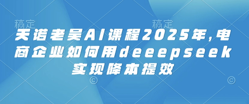 天诺老吴AI课程2025年,电商企业如何用deeepseek实现降本提效插图 天诺老吴AI课程2025年,电商企业如何用deeepseek实现降本提效