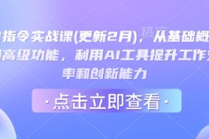 AI指令实战课(更新2月)，从基础概念到高级功能，利用AI工具提升工作效率和创新能力