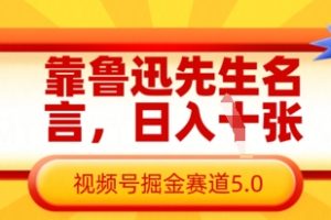 靠鲁迅先生名言，日入数张，视频号掘金赛道5.0