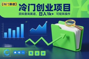 冷门创业项目，资料查询赛道，日入1k+，可矩阵操作
