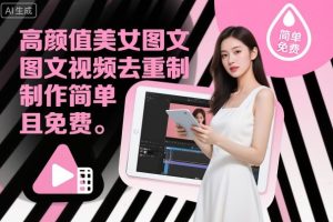 高颜值美女图文视频去重制作教学，制作简单且免费
