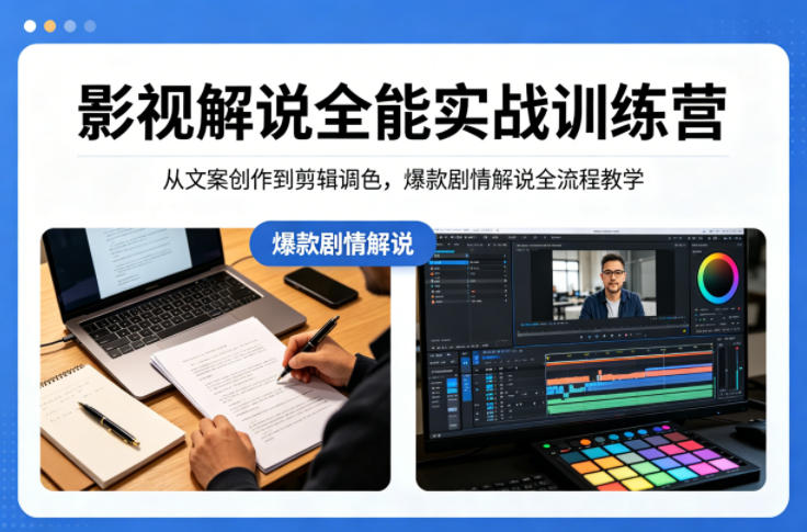 影视解说全能实战训练营:从文案创作到剪辑调色,爆款剧情解说全流程教学插图 影视解说全能实战训练营:从文案创作到剪辑调色,爆款剧情解说全流程教学